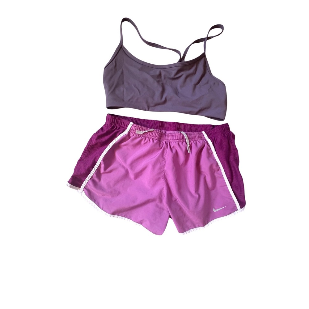 Nike Dri-FIT Womens Running Shorts Purple Mesh Inset Athletic Gym Shorts Size M - Picture 1 of 4
